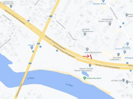 Billboard B in Bila Tserkva, 3x6  Knaza Volodimira st., 3, zupinka Sevcenko (mag-n ATB), ruh v storonu st. Sevcenka scheme