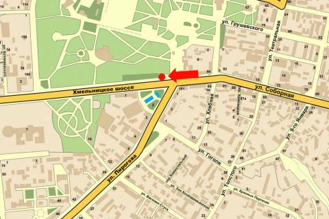 Citylight A in Vinnytsia, 1.8x1.2  Soborna st. / Pirogova st. / Gagarina pl., bila univermagu "Vinnic'kij", central'nogo parku, v bik Hmel'nic'kogo sose scheme