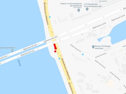 Scrolller, Scroll A in Kyiv, 2.3x3.14  Dniprovs'ka naberezna / st. Prical'na, bila zaliznicnogo mostu, na svitlofori, v storonu st. Zdolbunivs'koi, av. Bazana - 470666 scheme