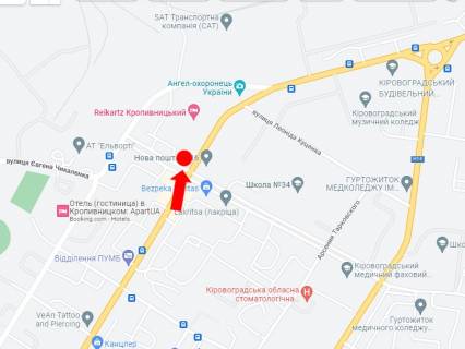 Citylight B in Kropyvnytskyi (Kirovograd), 1.8x1.2  V. Perspektivna st. (kol. Marksa st.) 6/3, vid centru scheme