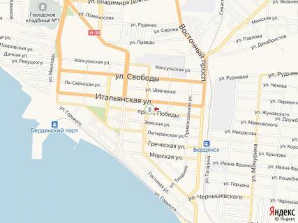 Citylight A in Berdyansk Central'naa st. - Pobedy av., ostanovka "Kraevedceskij muzej" scheme