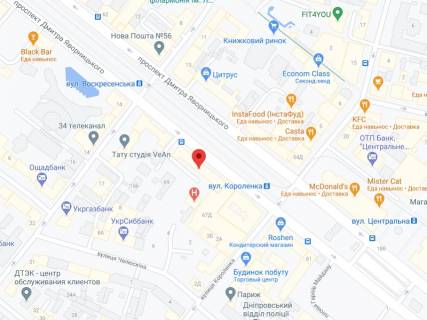 Video Billboard A in Dnipro (Dnipropetrovsk) Avornic'kogo av. (stara nazva Marksa av.), 67, apteka "Med Servis", NoDp003, prajs za rolik 10 sek 1 vihid/5 hvilin, z 8:00-22:00. Rozrahunok dla insih parametriv translacii utocnujte u menedzera. - 301320 scheme