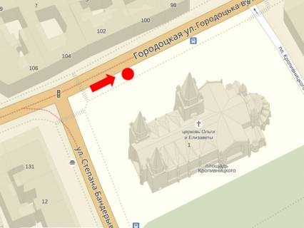 Citylight  in Lviv, 1.8x1.2  Gorodoc'ka st., 102, v centr scheme