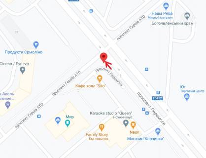 Billboard B in Kam'yanske (Dniprodzerzhinsk), 6х3  prosp. Peremogi - prosp. Geroiv ATO scheme