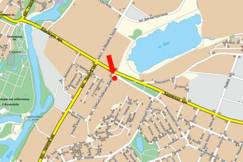 Billboard B in Sumi, 3x6  SKD st. / Harkivs'ka st., bila rinku "SKD" scheme