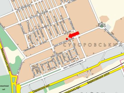 Billboard A in Kherson, 3x6  200-ricca Hersonu av. / Visneva vst. (kol. Bluhera vst.), v centr scheme