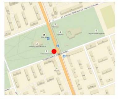 Billboard B in Mykolaiv Bogoavlens'kij av. (kolis. Zovtnevij av.) - Teatral'na st. scheme