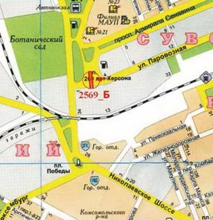 Billboard B in Kherson 200-ricca Hersona pl. - Parovozna st. scheme