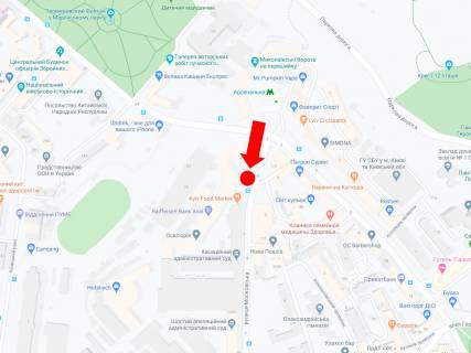 Citylight A in Kyiv, 1.8x1.2  Moskovs'ka st., 2, bila restoraniv "Kyiv Food Market", v storonu Klovs'kogo uzvozu scheme