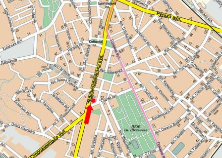 Citylight A in Chernivtsi, 1.8x1.2  Geroiv Majdanu st. (kol. Cervonoarmijs'ka st.), 37 / Sadova st., v centr scheme