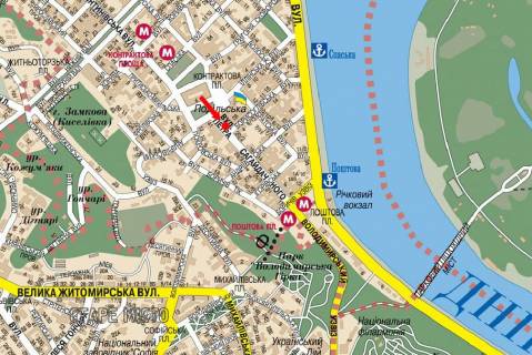 Citylight  in Kyiv, 1.8x1.2  Sagajdacnogo st., 22 / Borisoglibs'ka st., svitlofor, v bik Postovoi pl. scheme