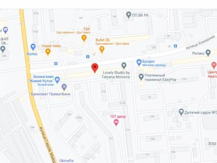Video Billboard A in Chernivtsi Komarova st., 31, apteka "Med Servis", NoL025, prajs za rolik 10 sek 1 vihid/5 hvilin, z 8:00-22:00. Rozrahunok dla insih parametriv translacii utocnujte u menedzera. - 301607 scheme