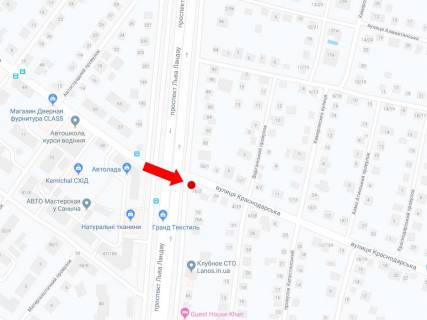 Billboard A in Kharkiv, 3x6  Krasnodars'ka st. / av. Landau, z centru scheme