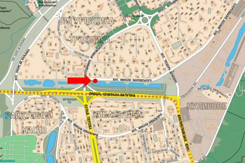 Billboard A in Kyiv, 3x6  Zakrevs'kogo st., 2A, v bik Drajzera st. scheme