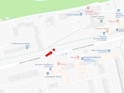 Citylight B in Lviv, 1.8x1.2  Mazepi st., 25 (zupinka "Likarna svidkoi dopomogi"), v bik st. Mikolajcuka scheme