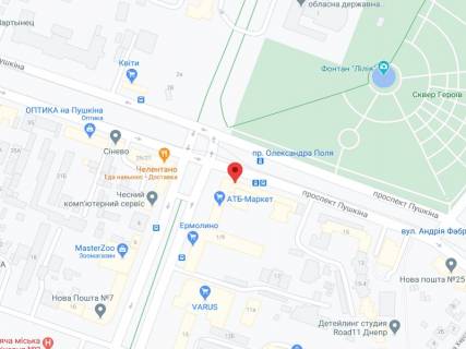Video Billboard A in Dnipro (Dnipropetrovsk) Puskina av., 21, apteka "Med Servis", NoDp020, prajs za rolik 10 sek 1 vihid/5 hvilin, z 8:00-22:00. Rozrahunok dla insih parametriv translacii utocnujte u menedzera. - 301323 scheme