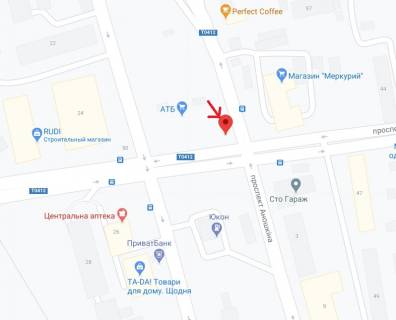 Billboard B in Kam'yanske (Dniprodzerzhinsk), 6х3  prosp. Anoskina - prosp. Tarasa Sevcenka scheme