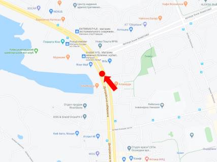 Video Billboard A in Kyiv, 2.3x3.14  Dniprovs'ka naberezna st., 49 - st. Ahmatovoi, rozdil'nik, bila TRC "River Mall", svitlofor, v storonu mostu Patona, (rolik 10 sek, 1 vihid/1,5 hvilini) - 291543 scheme