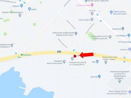 Billboard B in Kyiv, 3x6  Bazana av., 300 m. za Harkivs'kij pl., v centr scheme