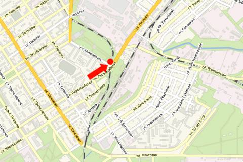 Billboard A in Kremenchuk, 3x6  Halamenuka st. / Leonova st., rajon z/d vokzalu scheme