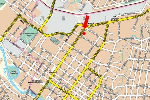 Citylight B in Kropyvnytskyi (Kirovograd), 1.8x1.2  V. Perspektivna st. (kol. Marksa st.), 3/5, bila laboratorii "Sinevo" scheme