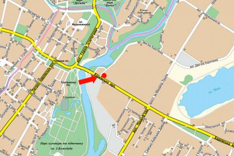 Billboard  in Sumi, 3x6  Harkivs'ka st., 1, bila TRC "Manufaktura", supermarketiv "Sil'po", "Comfy", prava scheme