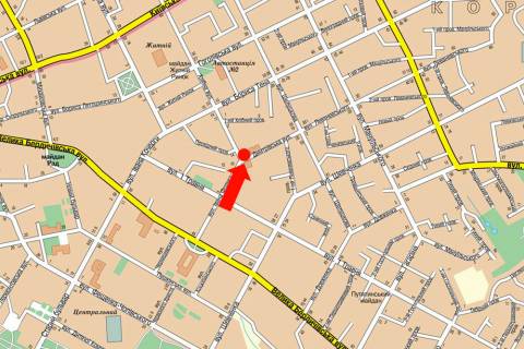 Billboard A in Zhytomyr, 3x6  Hlibna st. / Dmitrivs'ka st., bila muzeu Korol'ova, liva scheme