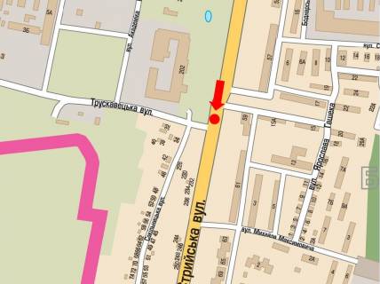 Billboard A in Lviv, 3x6  Strijs'ka st., 59 / Truskavec'ka st., rozdil'nik, z centru scheme