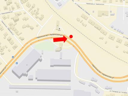 Billboard B in Zaporizhzhya, 3x6  Ukrains'ka st., 58, bila AZS "Lukojl", v bik Motorobudivnikiv av. (kol. 8 Berezna st.) scheme