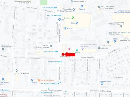 Billboard A in Kharkiv, 3x6  Kirgiz'ka st. - st. Morozova, bila akvaparku "Dzungli", v bik av. Gagarina scheme