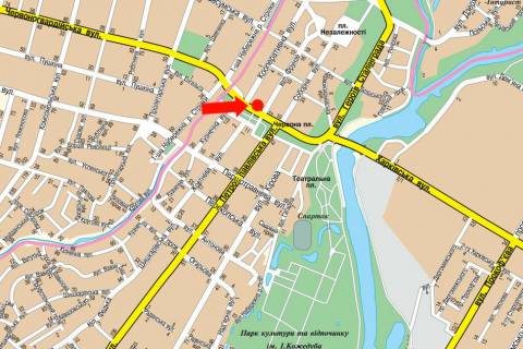 Citylight B in Sumi, 1.8x1.2  Pokrovs'ka pl. (kol. Cervona pl.), bila gotelu "Ukraina" (No3) scheme