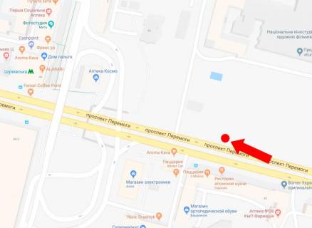 Video Billboard A in Kyiv, 2.3x3.14  Berestejs'kij av. (kolis. av. Peremogi), 44, kinostudia im. Dovzenka, pered timcasovim svitloforom i Sulavs'kim mostom, z centru, (rolik 10 sek, 1 vihid/1,5 hvilini) - 184774 scheme