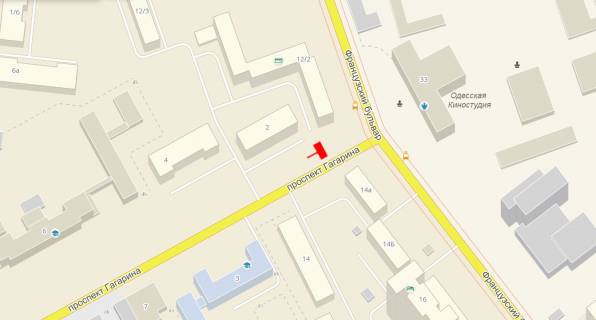 Billboard  in Odessa, 3x6  Gagarina av., 2, z centru scheme