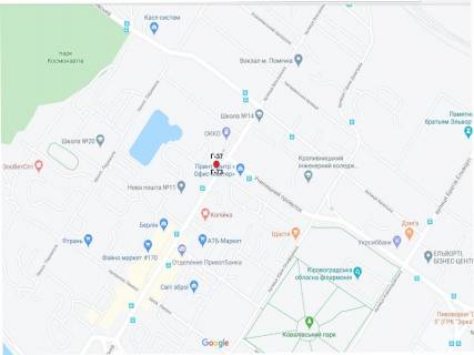 Billboard  in Kropyvnytskyi (Kirovograd), 3x6  Vokzal'na st. (kolis. Zovtnevoi revolucii st.), 14-16 scheme