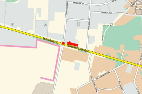 Billboard A in Kropyvnytskyi (Kirovograd), 3x6  Tel'nova st. (kol. Pravdi av.) / Murmans'ka st., z centru, bila AZS "Ukrnafta", "Shell" scheme