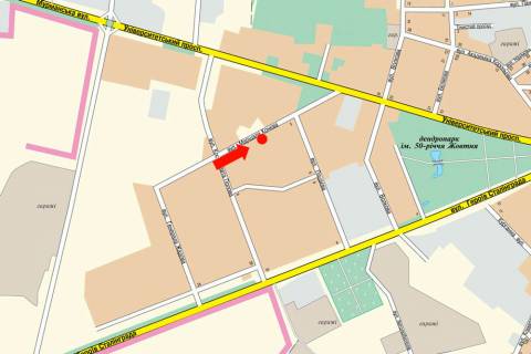 Billboard  in Kropyvnytskyi (Kirovograd), 3x6  Kovalenka st. (kol. Koneva st.) / Popova st., rozdil'nik, bila supermarketiv "Fokstrot", "METRO" scheme