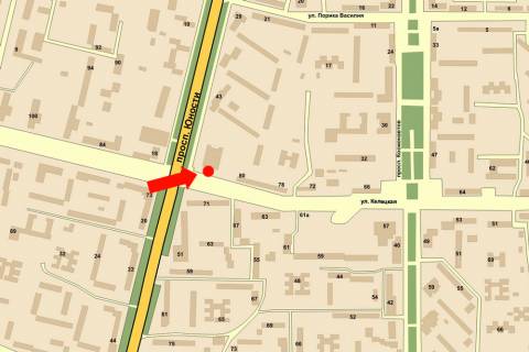 Citylight  in Vinnytsia, 1.8x1.2  Kelec'ka st. / Unosti av., bila supermarketu "Fokstrot", restoranu "McDonald''s" scheme