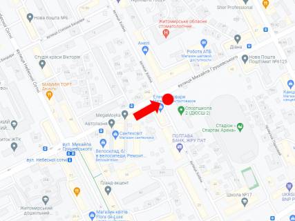 Scrolller, Scroll A in Zhytomyr, 2.3x3.14  Grusevs'kogo st. (kol. Kotovs'kogo st.) / Hlibna st., 24, z centru - 470817 scheme