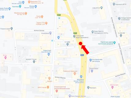 Cityscroll A in Lviv, 1.8x1.2  Cornovola av. / Det'ko st., rozdil'nik, z centru scheme