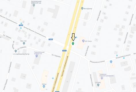 Prismatron, Prism A in Dnipro (Dnipropetrovsk), 6х3  prosp. Slobozans'kij (Gazeti Pravda) - st. Magdalinivs'ka, ruh do viizdu z mista, na svitlofori - 230245 scheme