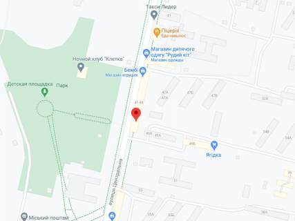 Billboard A in Vilnogirsk Central'na st., 49, apteka "Med Servis", NoDp045, prajs za rolik 10 sek 1 vihid/5 hvilin, z 8:00-22:00. Rozrahunok dla insih parametriv translacii utocnujte u menedzera. scheme