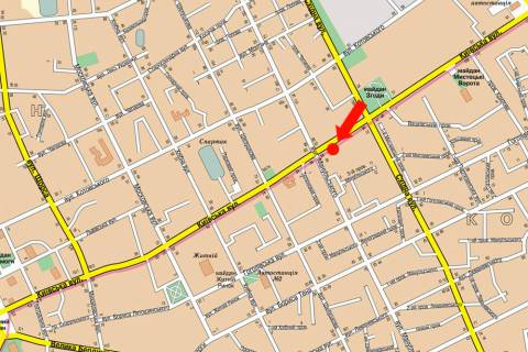 Citylight  in Zhytomyr, 1.8x1.2  Kiivs'ka st., 88, bila magazinu vzutta "Sara", "Intertelekom" scheme