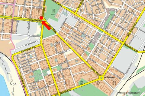 Billboard  in Mykolaiv, 3x6  Bogoavlens'kij av. (kol. Zovtnevij av.) / Pogranicna st. (kol. Cigrina st.), kil'ce avtovokzalu, bila supermarketiv "Velika Kisena", "Tehnopolis", prava scheme