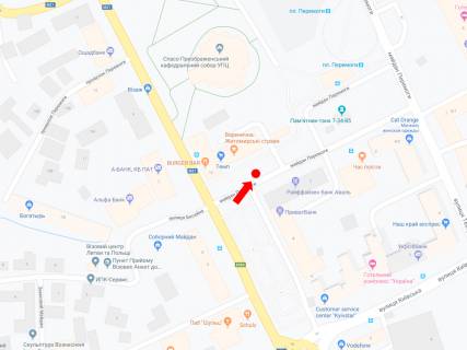 Citylight  in Zhytomyr, 1.8x1.2  Peremogi pl., 1/12, bila magazinu "TEMP", zupinka "pl. Peremogi", centr scheme