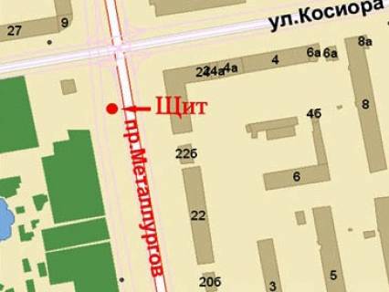 Billboard A in Krivy Rig, 3x6  Metalurgiv av., 24, park Hmel'nickogo, u bik Krivorizstali (kol. Ordzonikidze) st. scheme