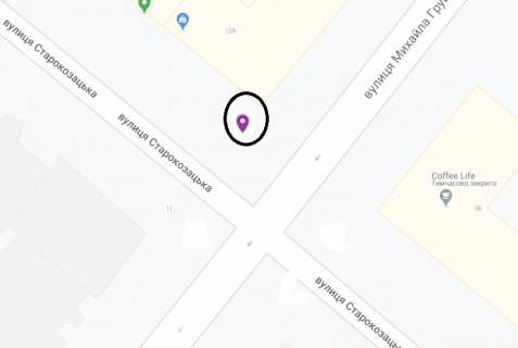 Scrolller, Scroll A in Dnipro (Dnipropetrovsk) Grusevs'kogo st. (kolis. Libknehta st.) - Starokozac'kij st. (kolis. Komosomol'skaa st.), 12A - 290825 scheme