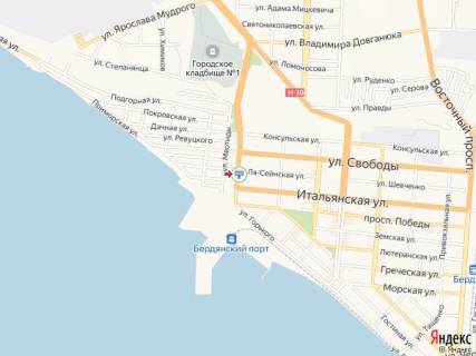 Billboard A in Berdyansk Zapadnyj av. - Ital'anskaa st., avtovokzal scheme