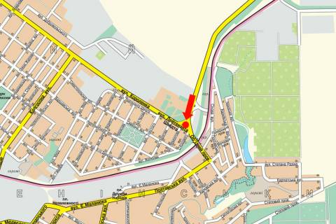 Billboard A in Kropyvnytskyi (Kirovograd), 3x6  Suhevica st. (kol. Smidta st.) / Korolenka st., bila avtovokzalu, aeroportu scheme