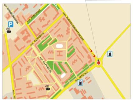 Billboard A in Rivne L'nokombinatovskaa st. - Gagarina st., kil'ce, z boku L'onokombinatovs'ka st. scheme