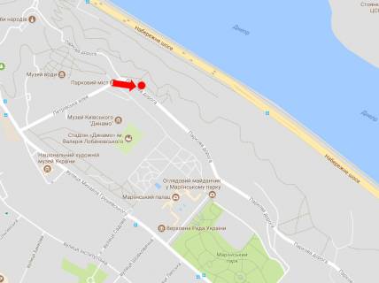 Citylight B in Kyiv, 1.8x1.2  Parkova doroga st., 50 m. do Parkovogo mostu, v bik Dniprovs'kogo spusku scheme